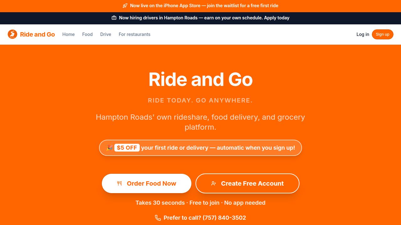 Food Ride Ride and Go — Hampton Roads Rideshare & Food Delivery